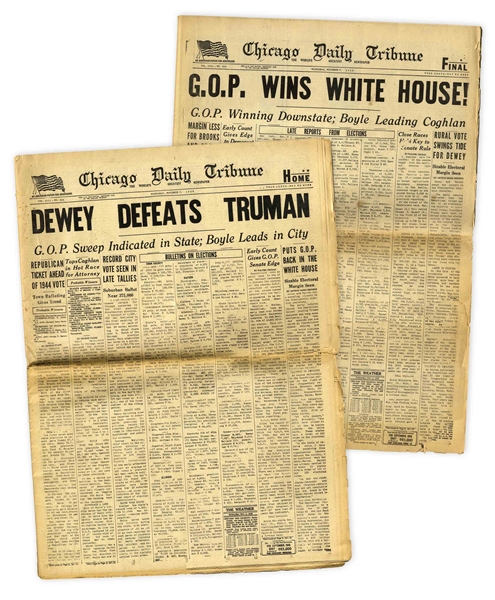 ''Dewey Defeats Truman'' Newspaper, Along With the Second Erroneous Paper Published Later That Day, ''G.O.P. Wins White House!'' -- The Worst Newspaper Faux Pas of the 20th Century